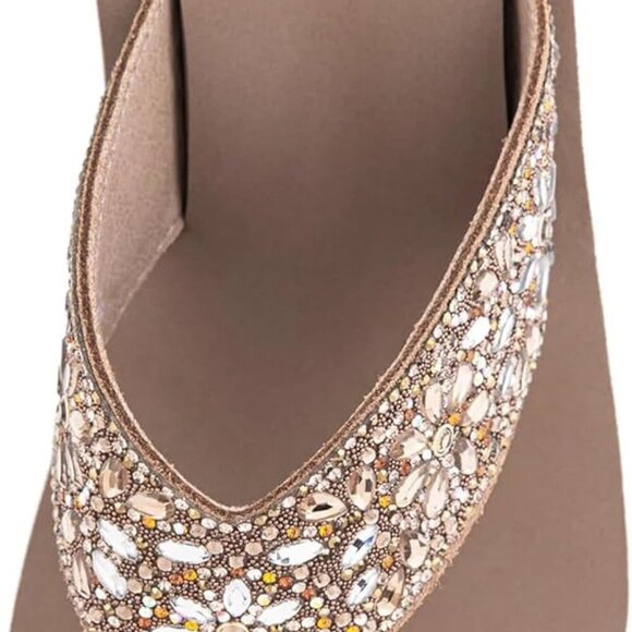 Women's Leather Wedge Sandal 2.5 Inch Heel Platform Flip-Flop Casual Comfort - Picture 4 of 6